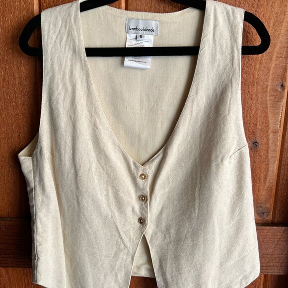BAMBOO BLONDE Tailored Linen Cupid Pant and Vineyard Vest Set Small - Picture 10 of 16